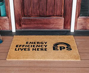 a doormat reading Energy Efficiency lives here