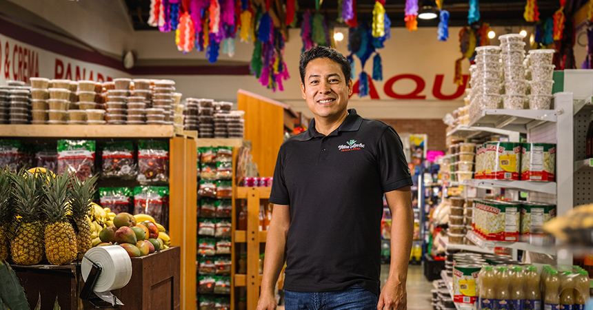 Man standing in supermarket